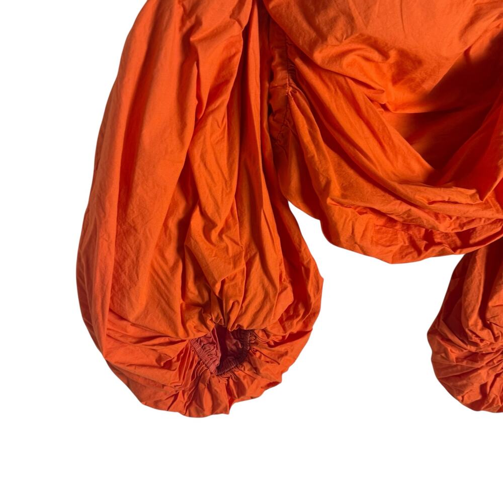 Tanya Taylor Alondra Orange Off Shoulder Puff Sleeve Crop Top Size 8 - Picture 7 of 13